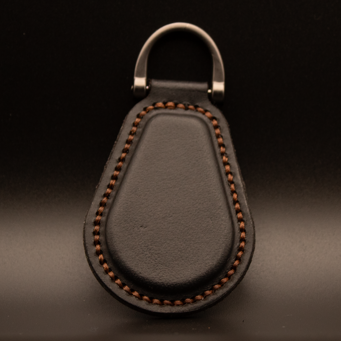 Handmade Teardrop Leather Keychain (Black Buffalo)