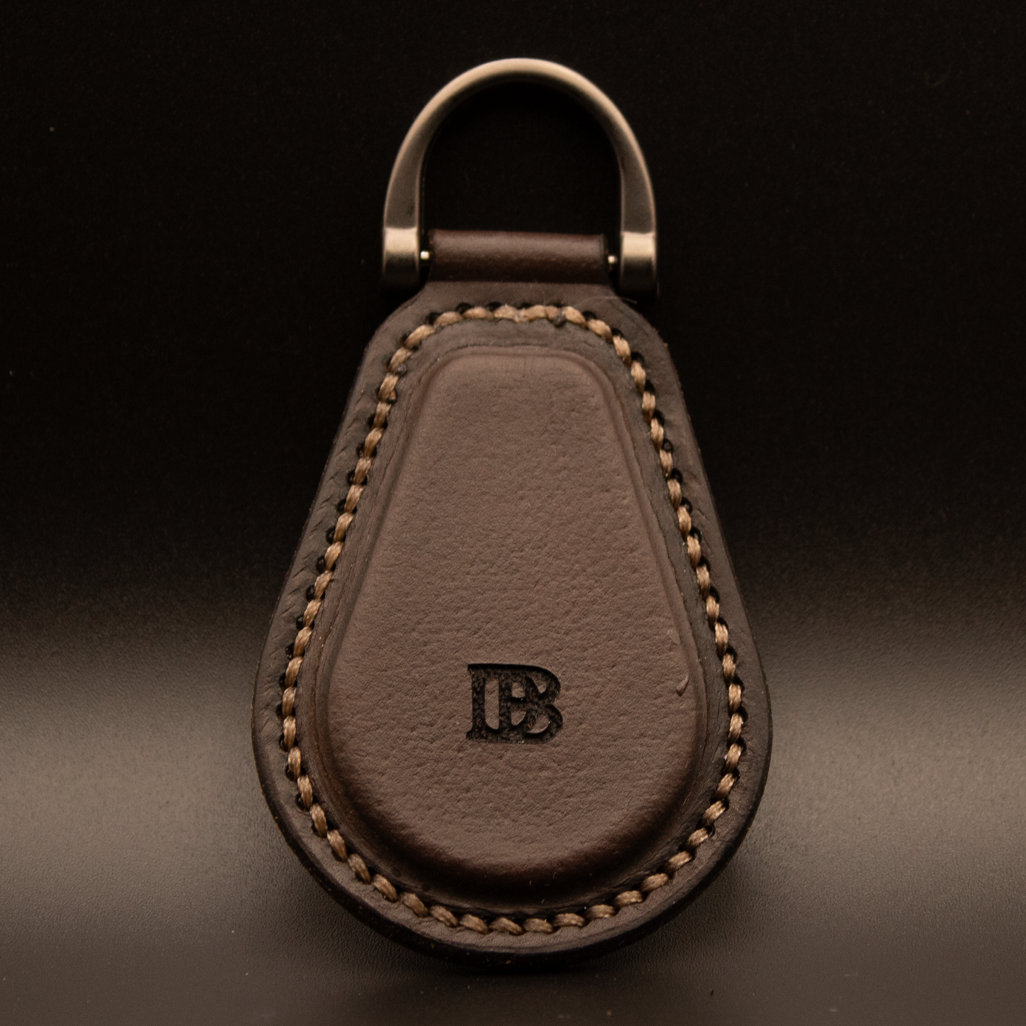 Handmade Teardrop Leather Keychain (Brown Buffalo)