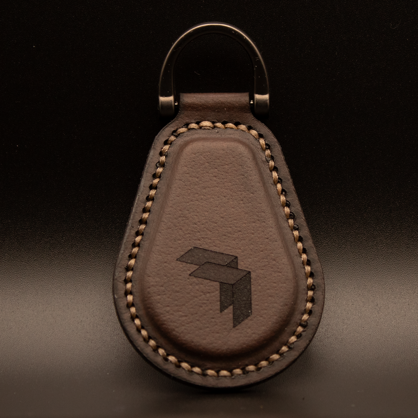 Drivepoint Handmade Teardrop Leather Keychain (Brown Buffalo)