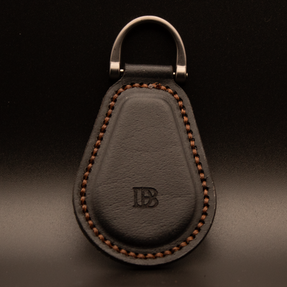 Handmade Teardrop Leather Keychain (Black Buffalo)