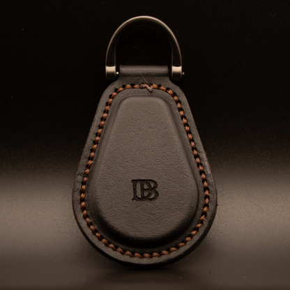 Drivepoint Handmade Teardrop Leather Keychain (Black Buffalo)