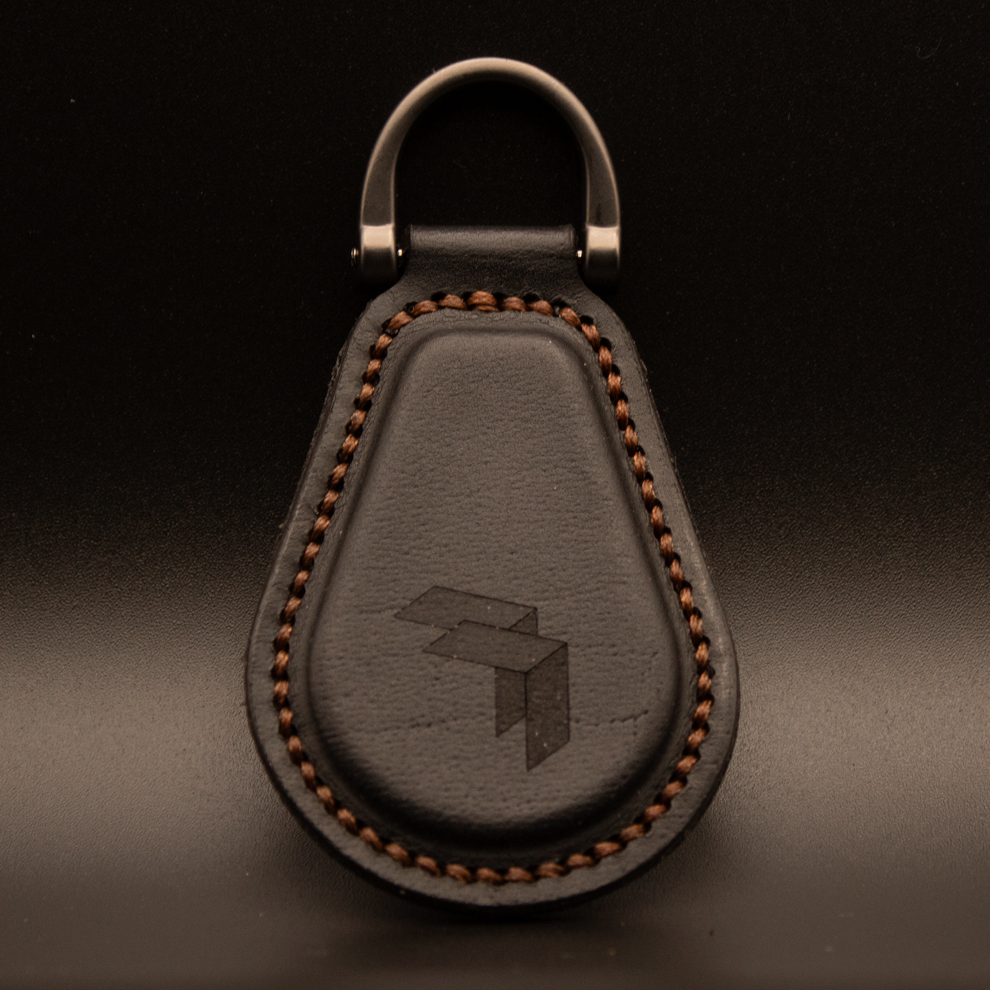 Drivepoint Handmade Teardrop Leather Keychain (Black Buffalo)