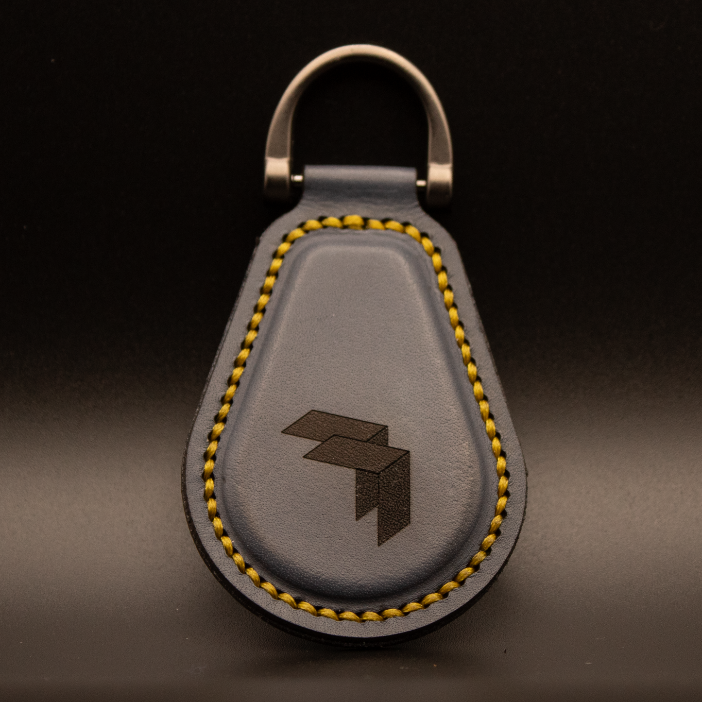 Drivepoint Handmade Teardrop Leather Keychain (Blue Buffalo Calf)